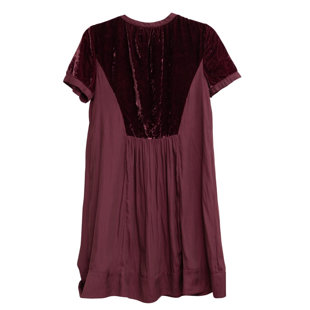 MAEVE Anthropologie Dress Sz S Burgundy Velvet Silky Boho Dark Academia Romantic - Picture 4 of 4